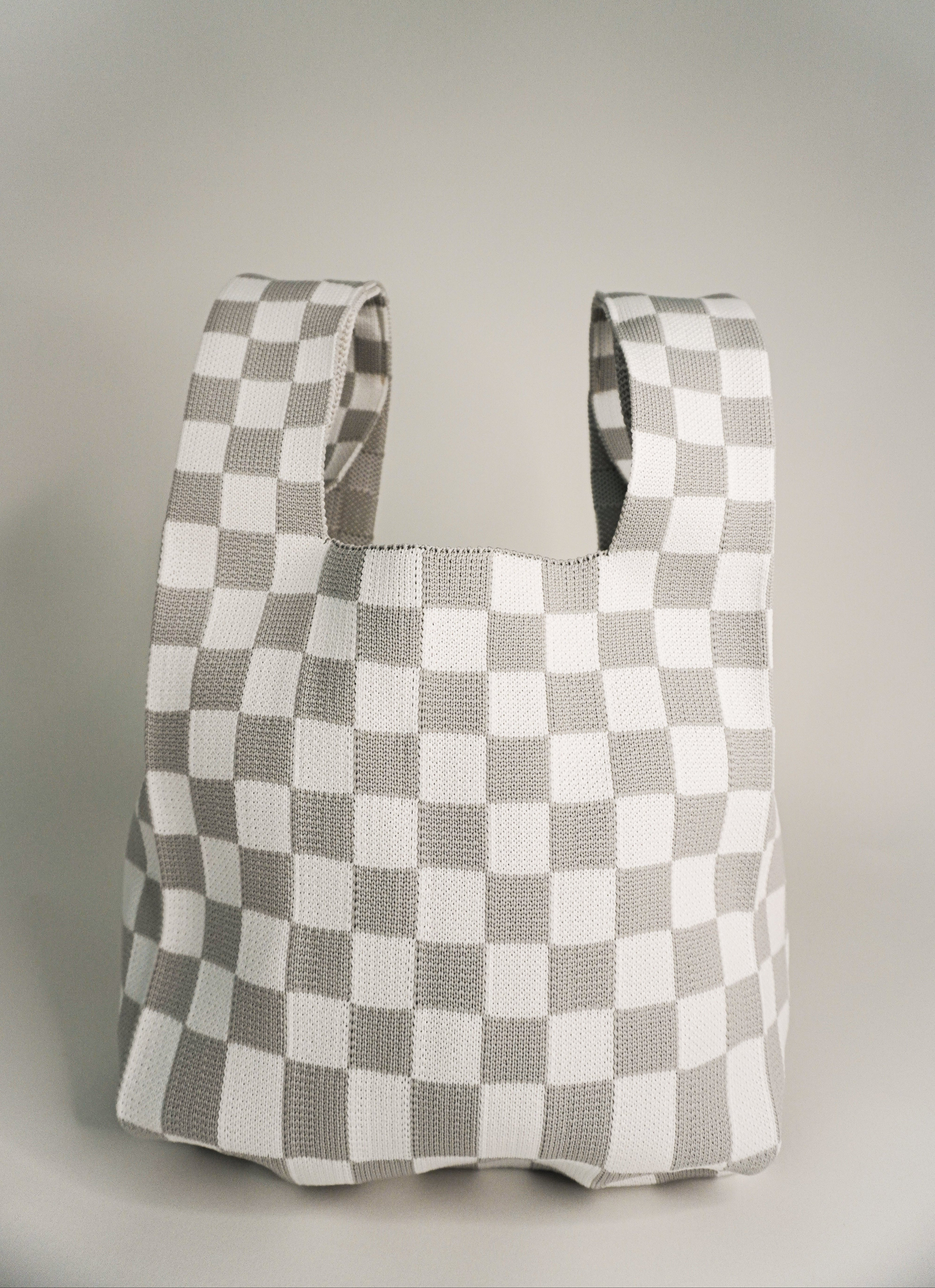 Classic Checkered Grey Handbag