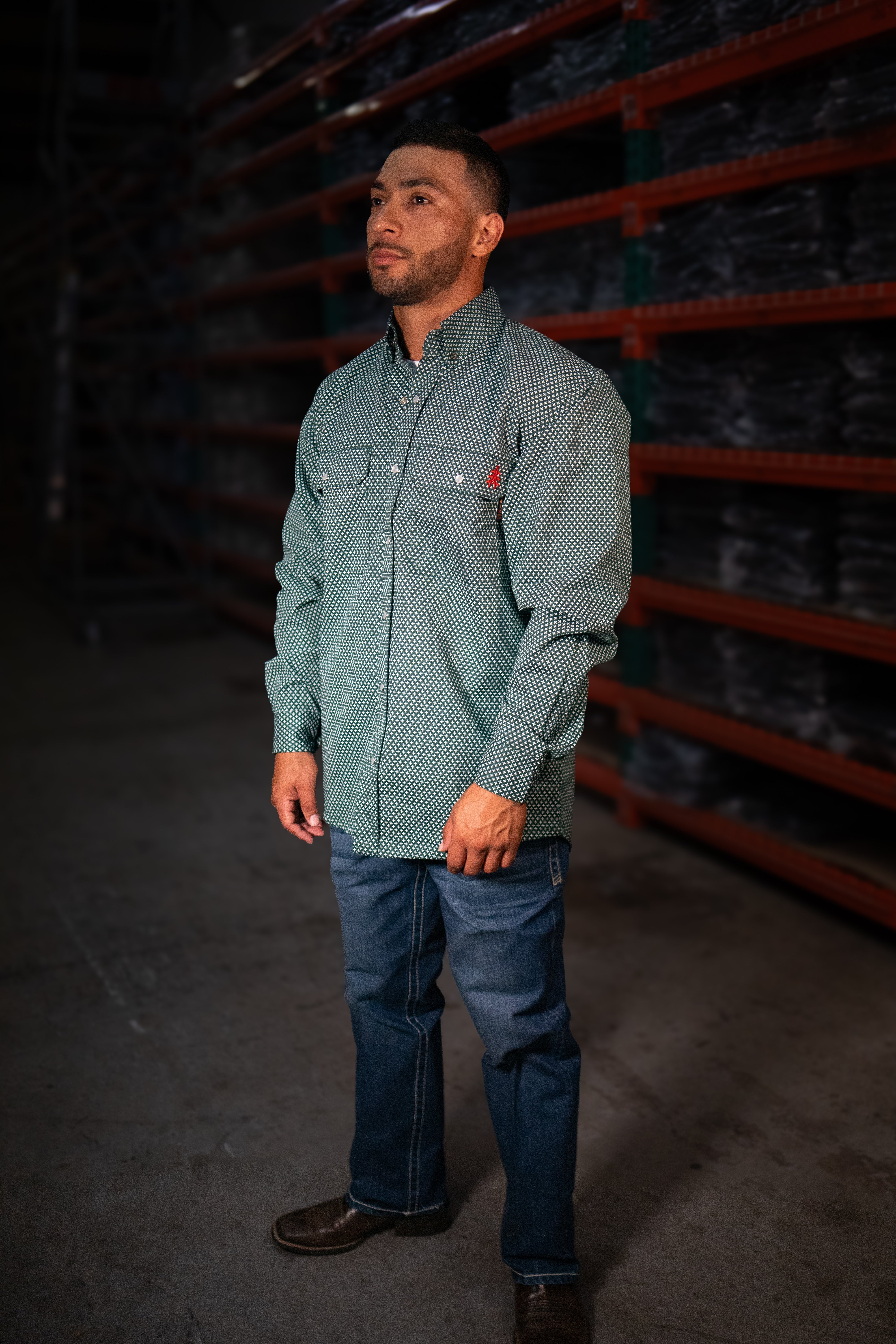 FR Pearl Snap Work Shirt - Gunner Green