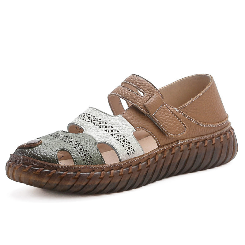 Women’s Genuine Cowhide Soft Sole Non-Slip Flat Sandals Footwear
