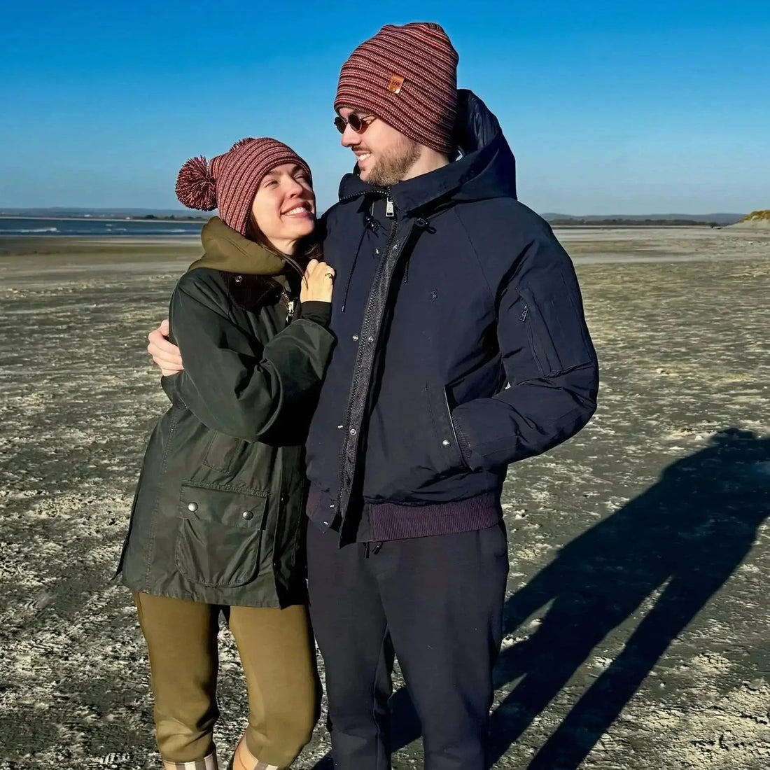 H Stitch Beanie, Multi Color Knit Winter Hats