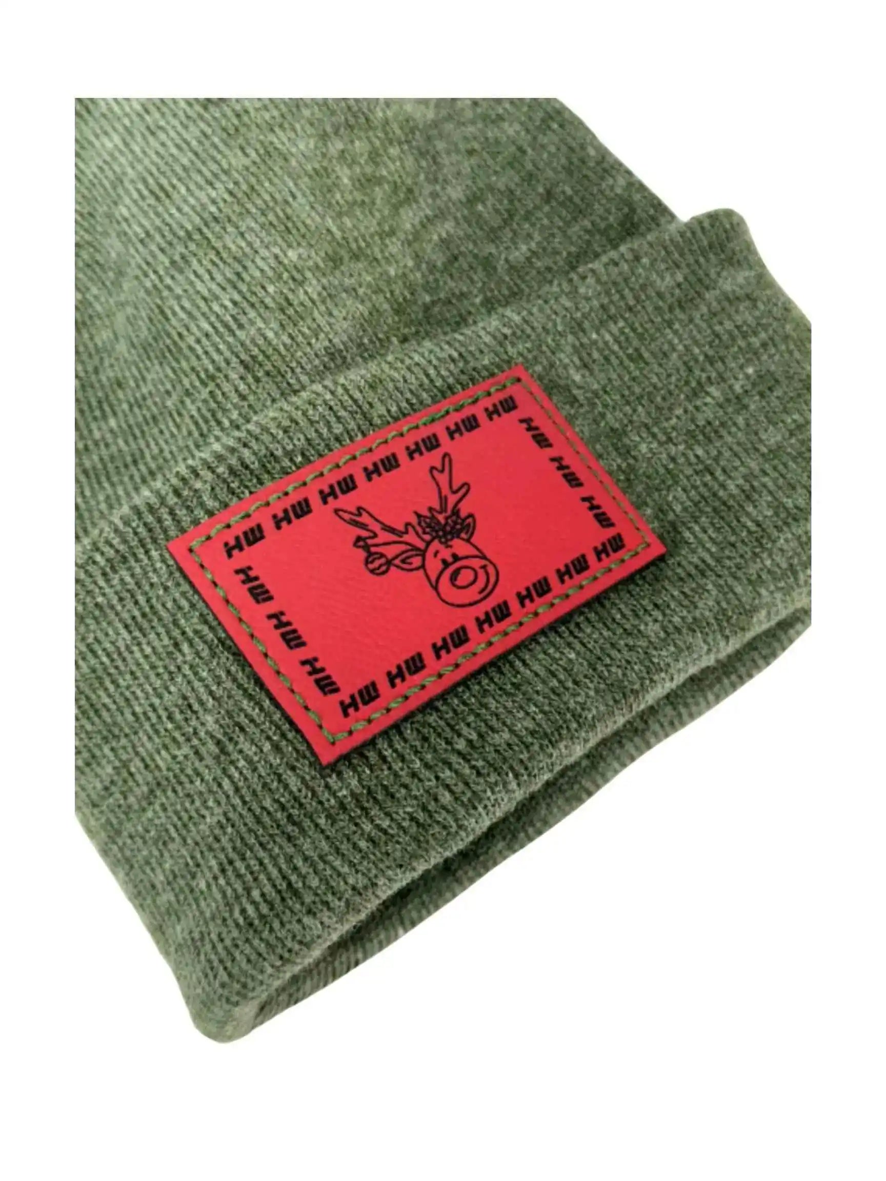 H Stitch Beanie, Reindeer Christmas Red Beanie