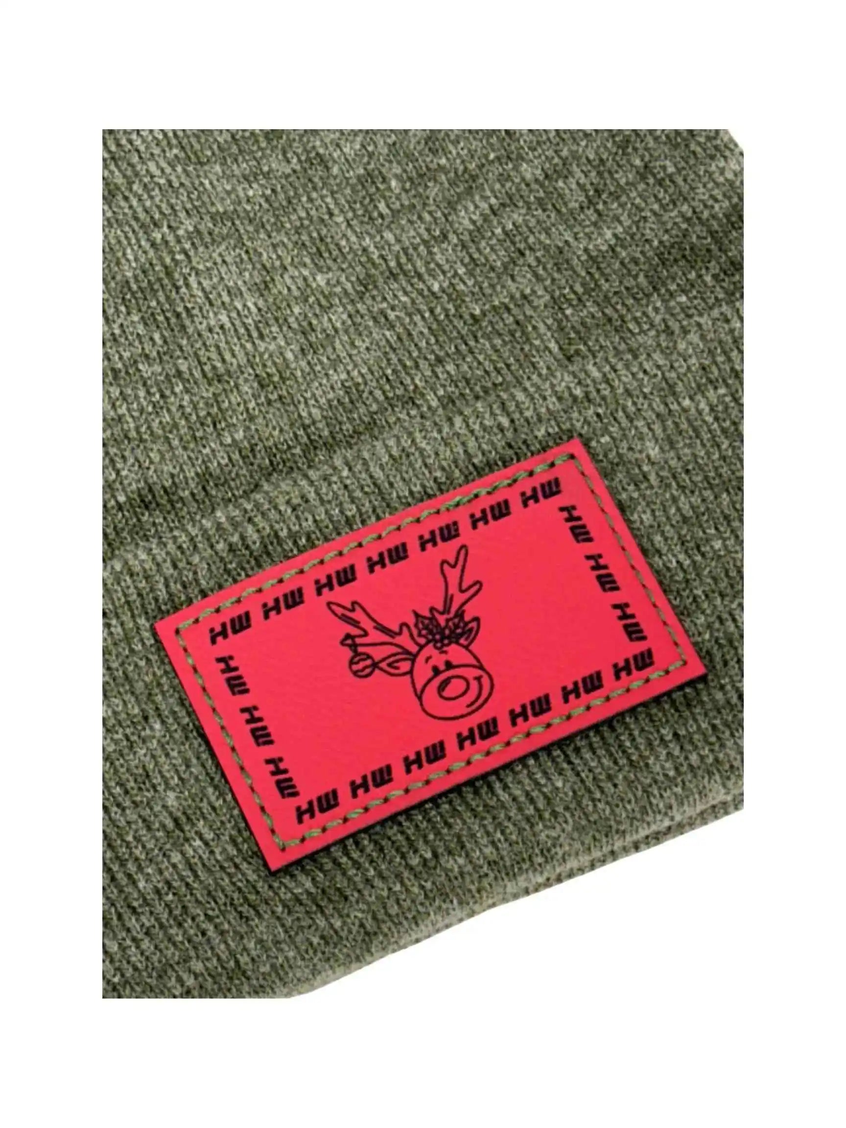 H Stitch Beanie, Reindeer Christmas Red Beanie