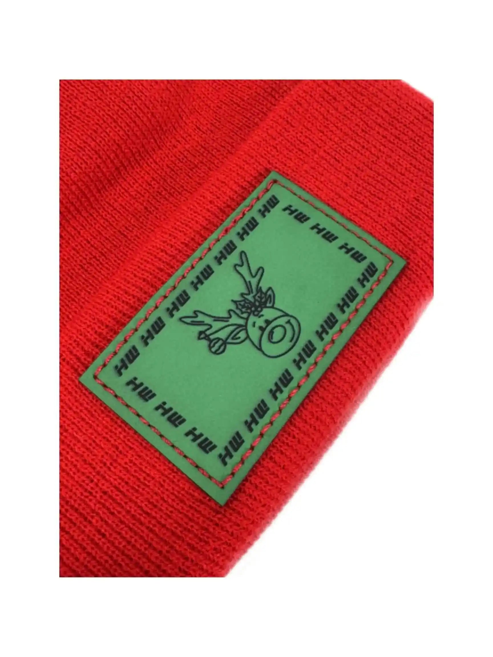 H Stitch Beanie, Reindeer Christmas Red Beanie
