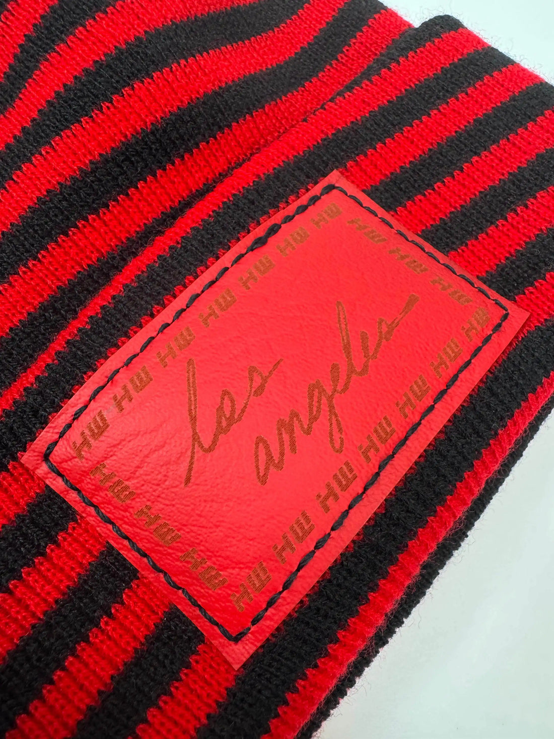 Los Angeles Beanie, H Stitch Beanie, Black and Red RoRo