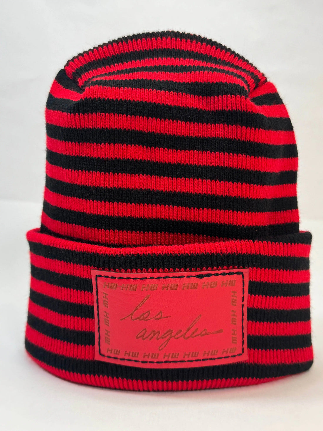 Los Angeles Beanie, H Stitch Beanie, Black and Red RoRo