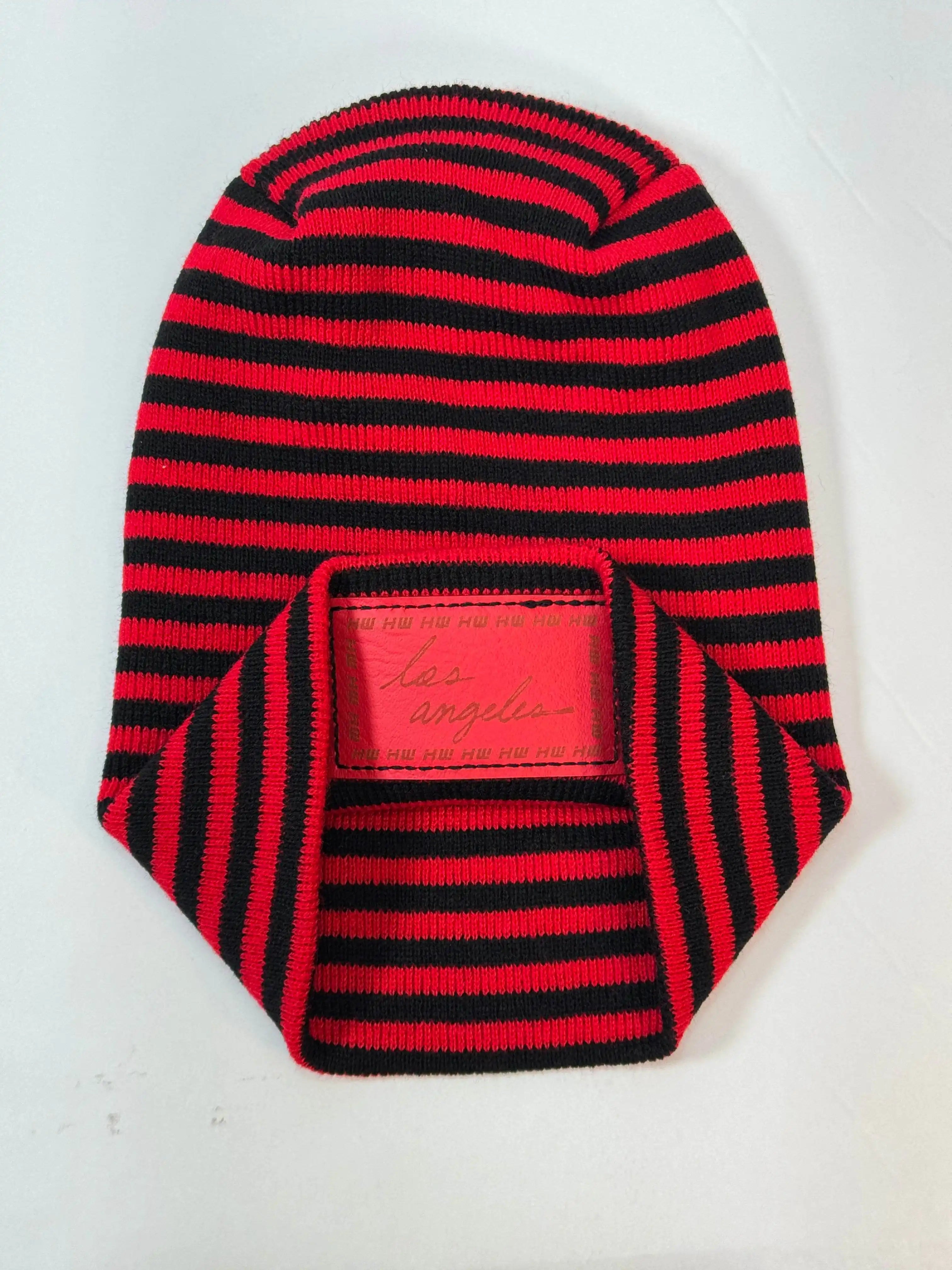 Los Angeles Beanie, H Stitch Beanie, Black and Red RoRo
