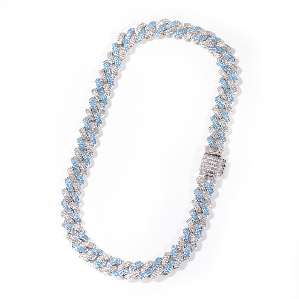 Hip-hop bar-style Cuban zircon-encrusted necklace
