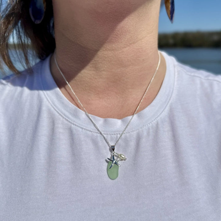 starfish necklace stone chalcedony pearl necklace