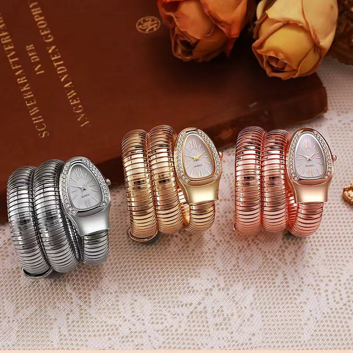 Snake-shaped watch, fashionable women's bracelet watch