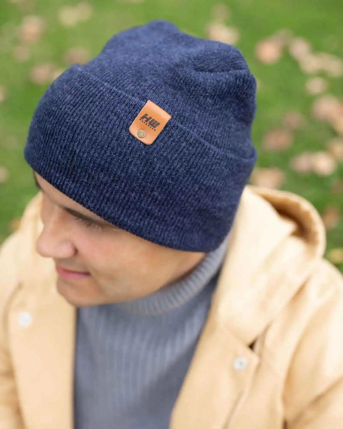 Patented H Stitch Cuffed Beanie, Denim Blue
