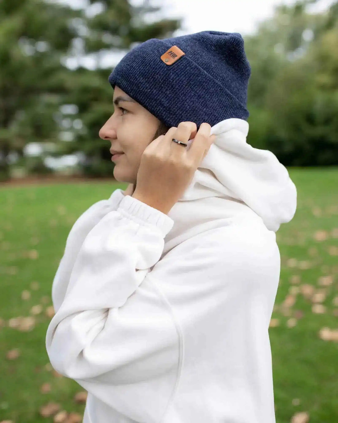 Patented H Stitch Cuffed Beanie, Denim Blue