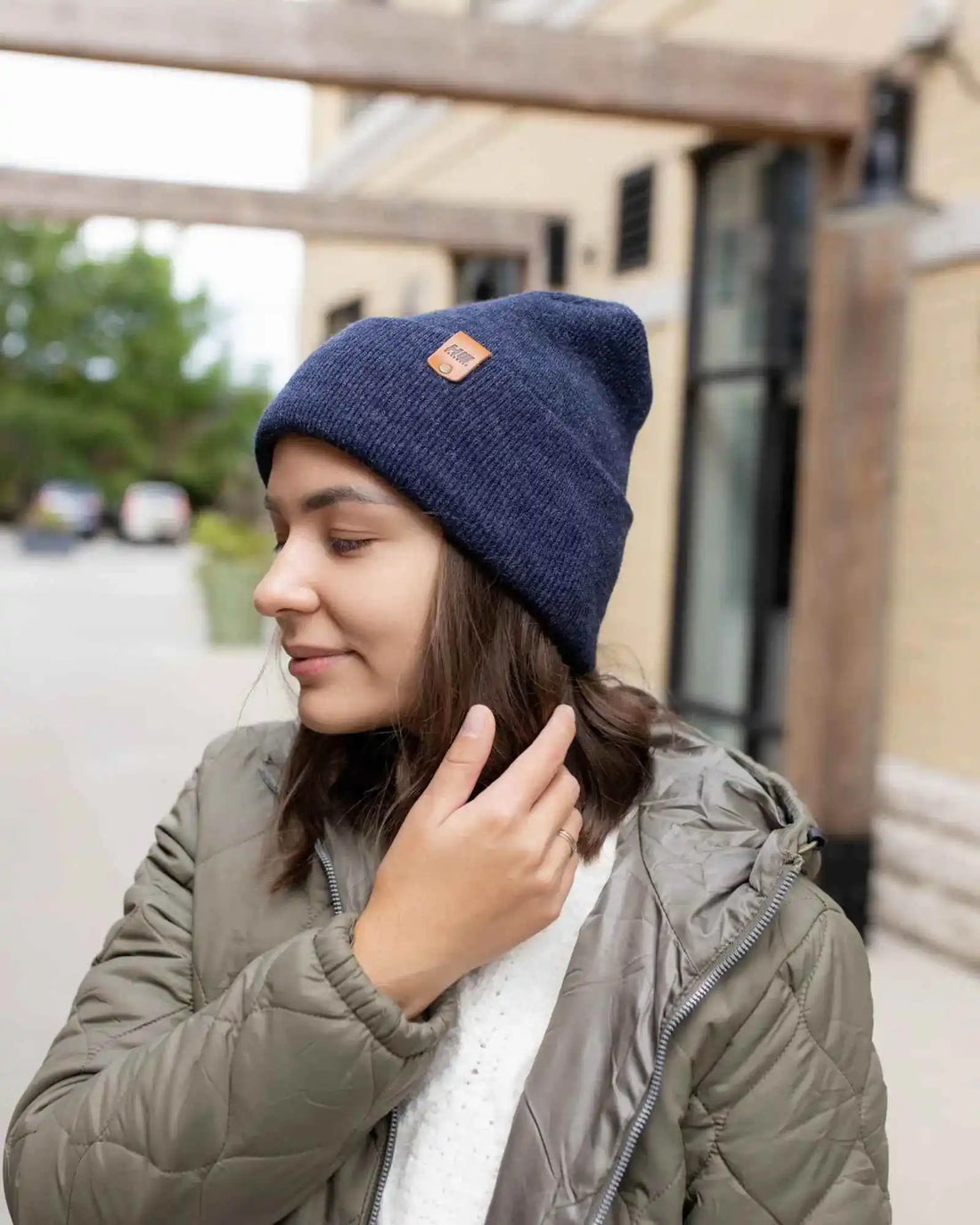Patented H Stitch Cuffed Beanie, Denim Blue