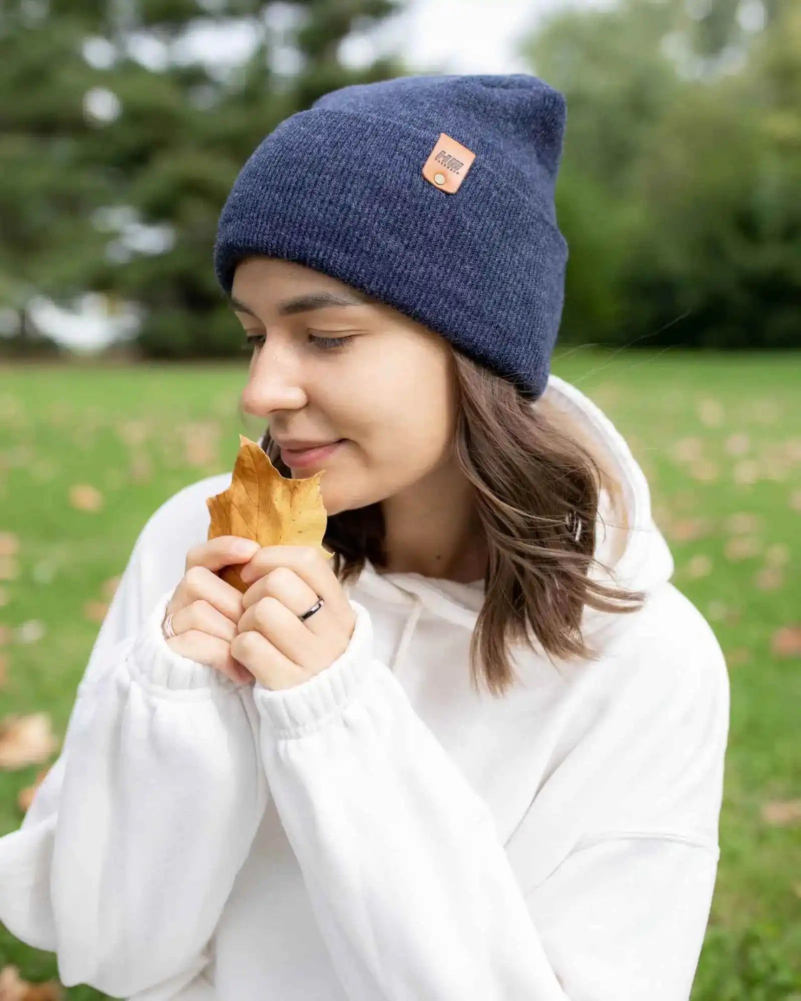 Patented H Stitch Cuffed Beanie, Denim Blue