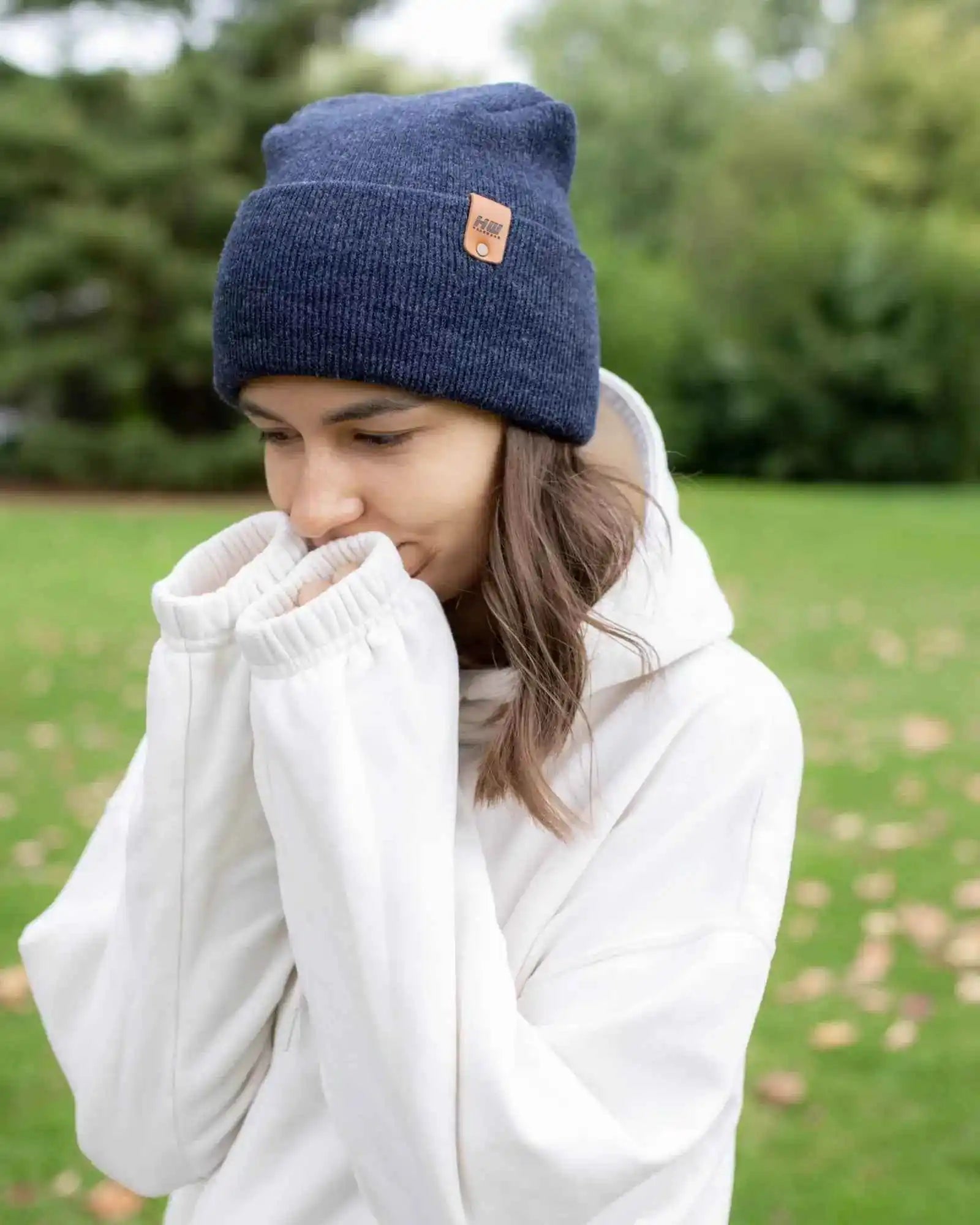 Patented H Stitch Cuffed Beanie, Denim Blue