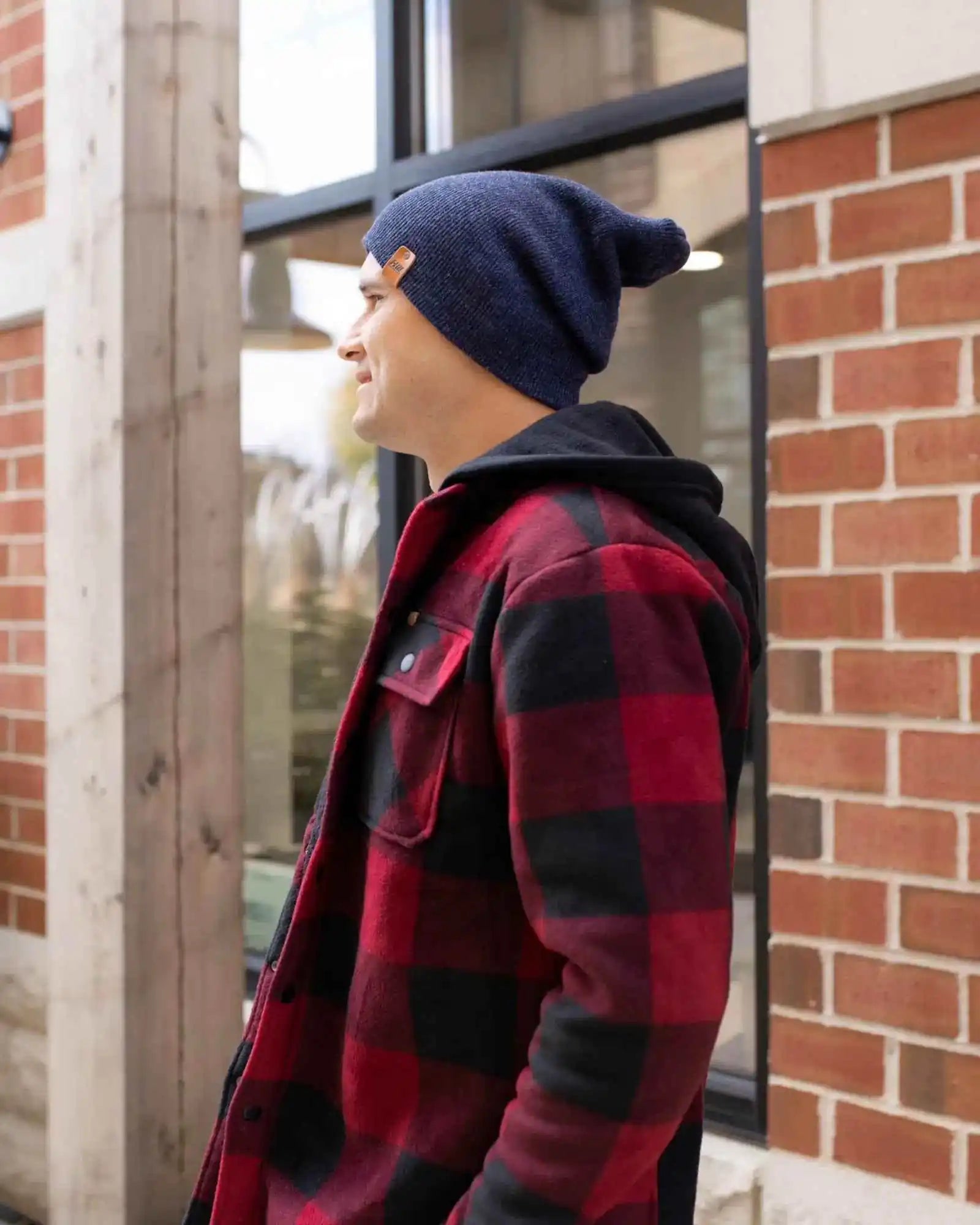 Patented H Stitch Cuffed Beanie, Denim Blue