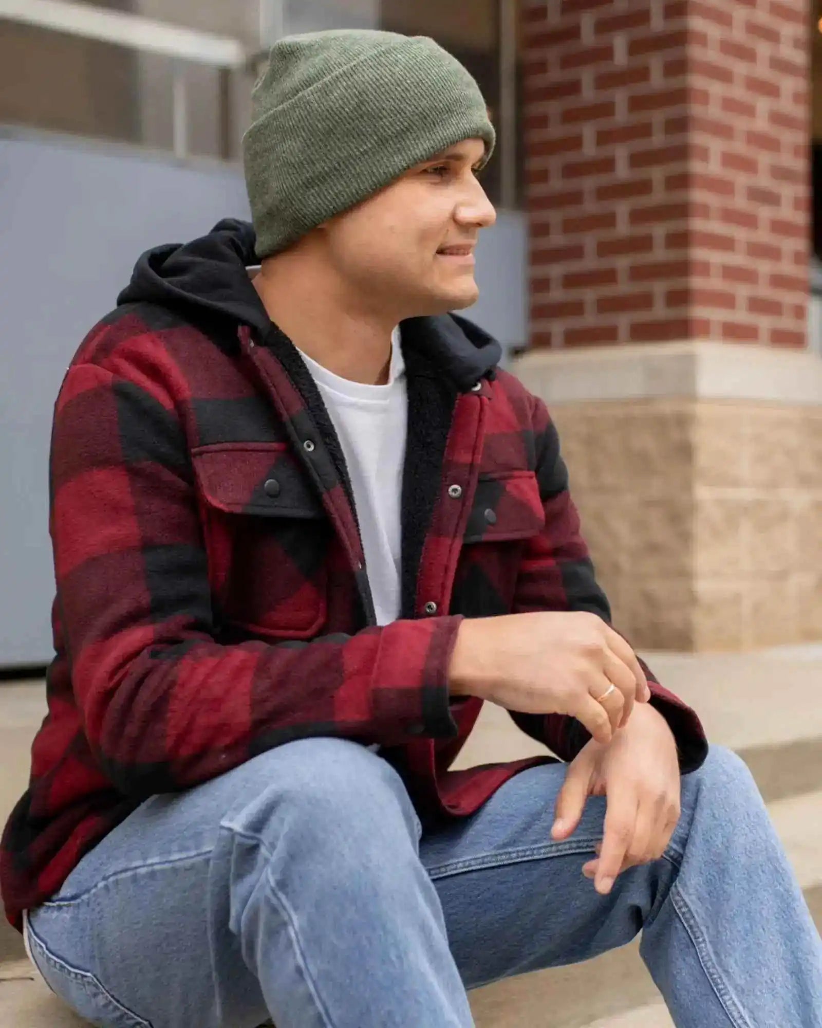 Patented H Stitch Cuffed Beanie, Forest Green