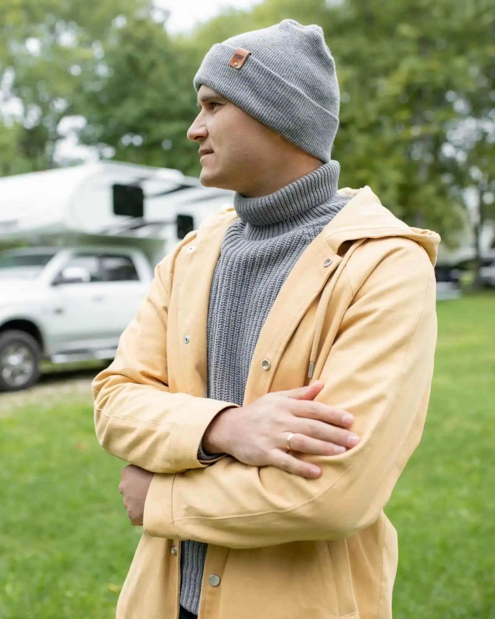 Patented H Stitch Cuffed Beanie, Koala Gray
