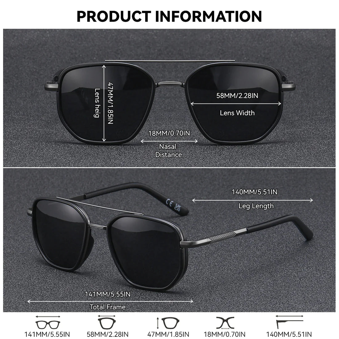 BARCUR Sunglasses Men’s Polygon Fashionable Frame – Polarized UV400 Protection for Summer Driving Outdoor and Casual Wear – Stylish Comfortable Thickened Striped Design with TAC Lenses
