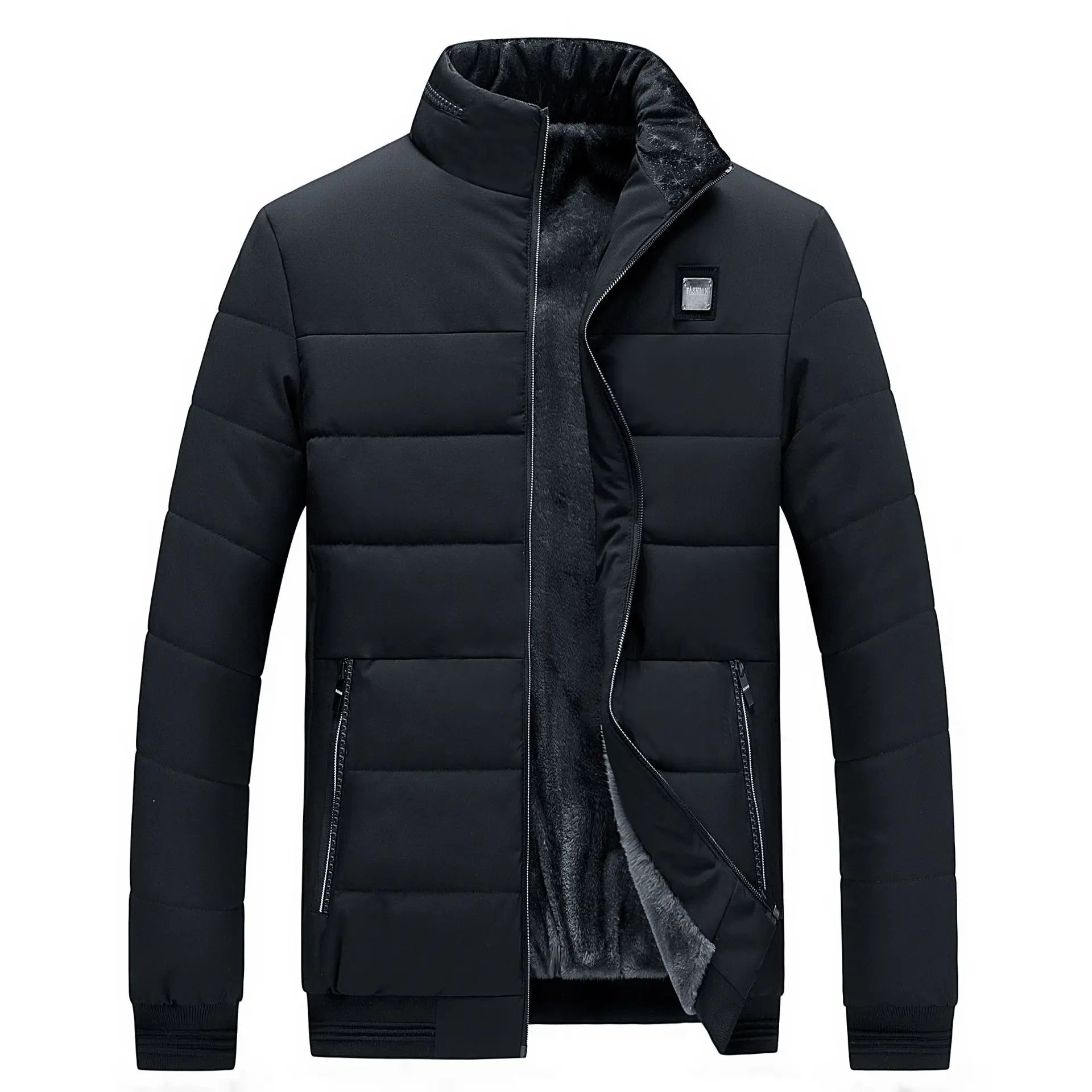 Puffer Jacket Mens Fleece Lined Thick Parkas Stand Collar Jacket Men's Coat Winter Warm Thick Coat Quilted Padded Jacket Outwear