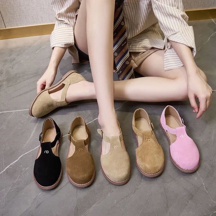AIYUQI Flat-Soled Retro Frosted Genuine Leather Women's Sandals 2026 New Hollow Women's Shoes Roman Baotou Sandals for Women