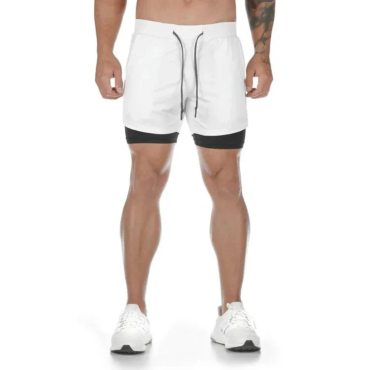 Men’s 2-in-1 Camo Quick-Dry Compression Running Workout Shorts