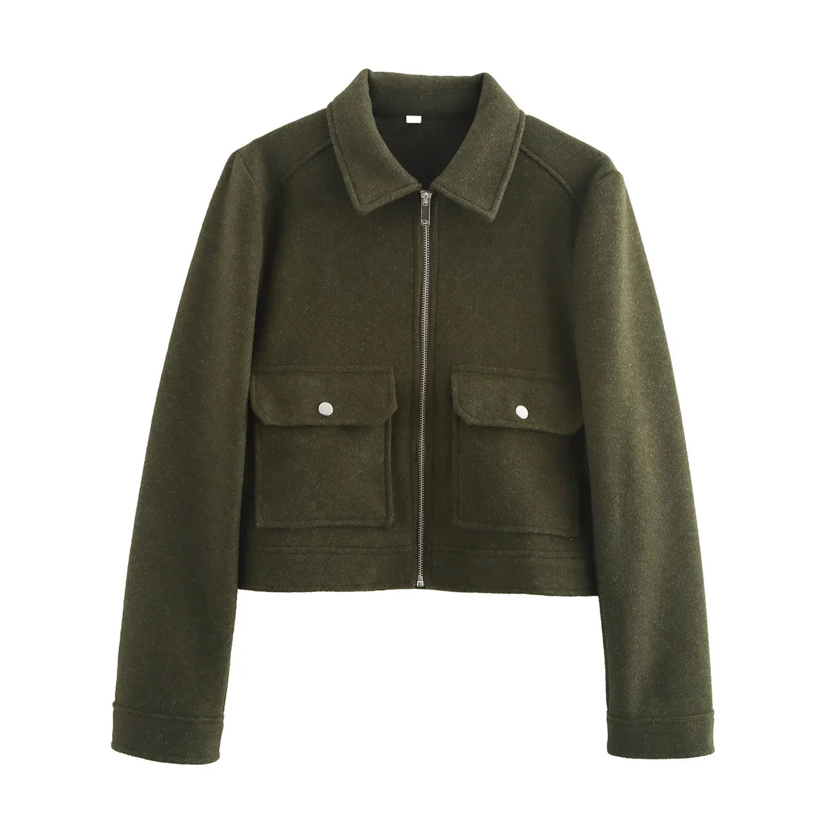 SLTNX Women's Zipper Jacket Coat New Winter Long Sleeve Pocket Outerwear Coat Short Street Elegant Women's Jacket