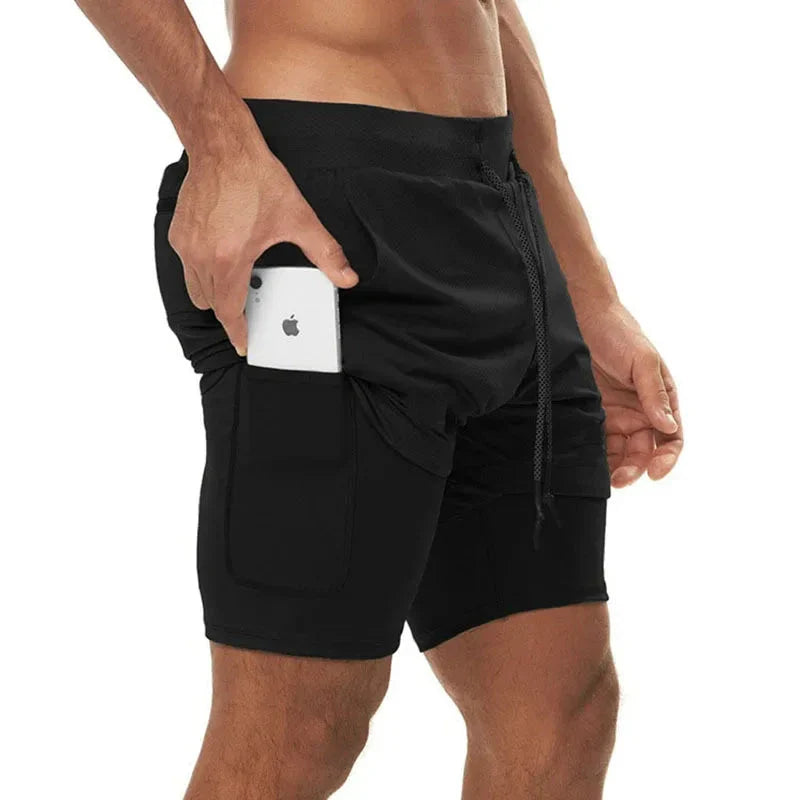 Men’s 2-in-1 Camo Quick-Dry Compression Running Workout Shorts