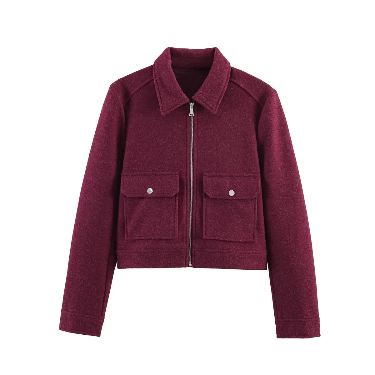 SLTNX Women's Zipper Jacket Coat New Winter Long Sleeve Pocket Outerwear Coat Short Street Elegant Women's Jacket