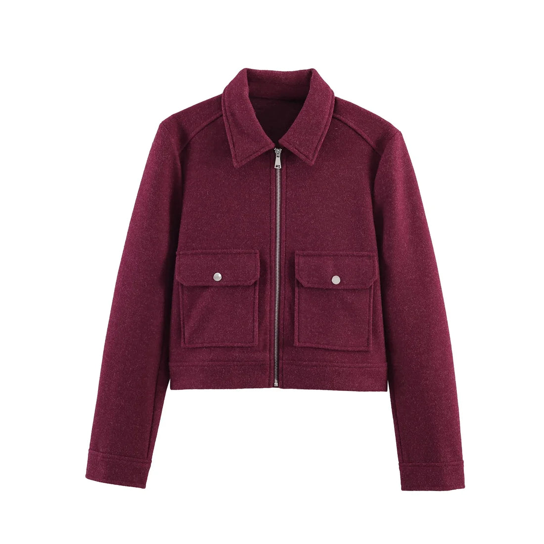 SLTNX Women's Zipper Jacket Coat New Winter Long Sleeve Pocket Outerwear Coat Short Street Elegant Women's Jacket