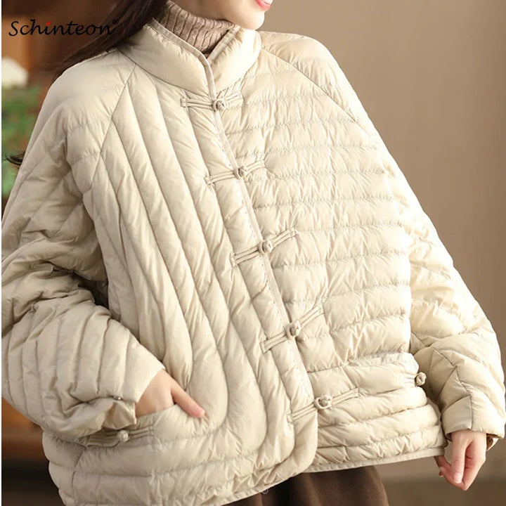 Women 90% Ultra Light White Duck Down Jacket Oversize Loose Causal Short Puffer Coat Autumn Winter Vintage Female Parkas