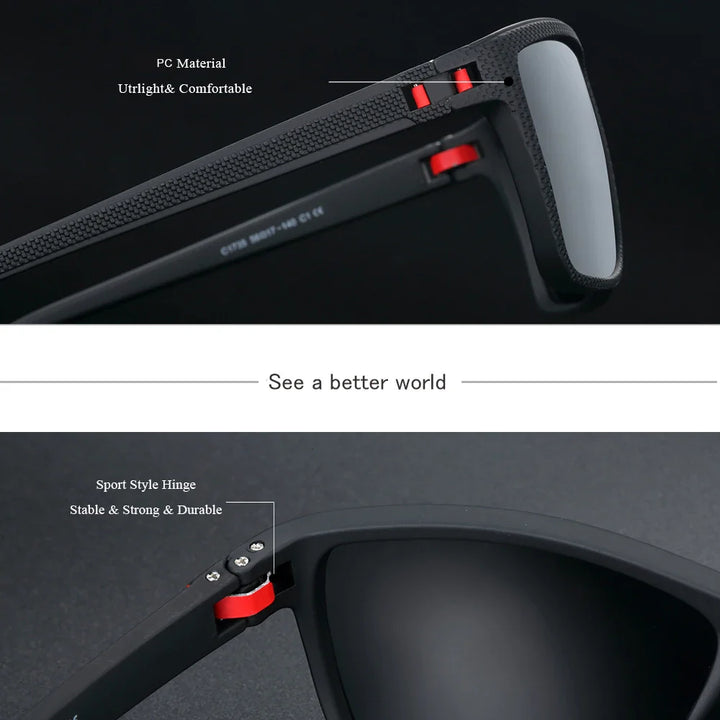 BARCUR Classic Fashionable Men’s Polarized Sports Sunglasses – Durable Lightweight Rectangular Frame UV400 TAC Lenses Comfortable Fit Outdoor Eyewear for Hot Summer Days All Ages and Activities
