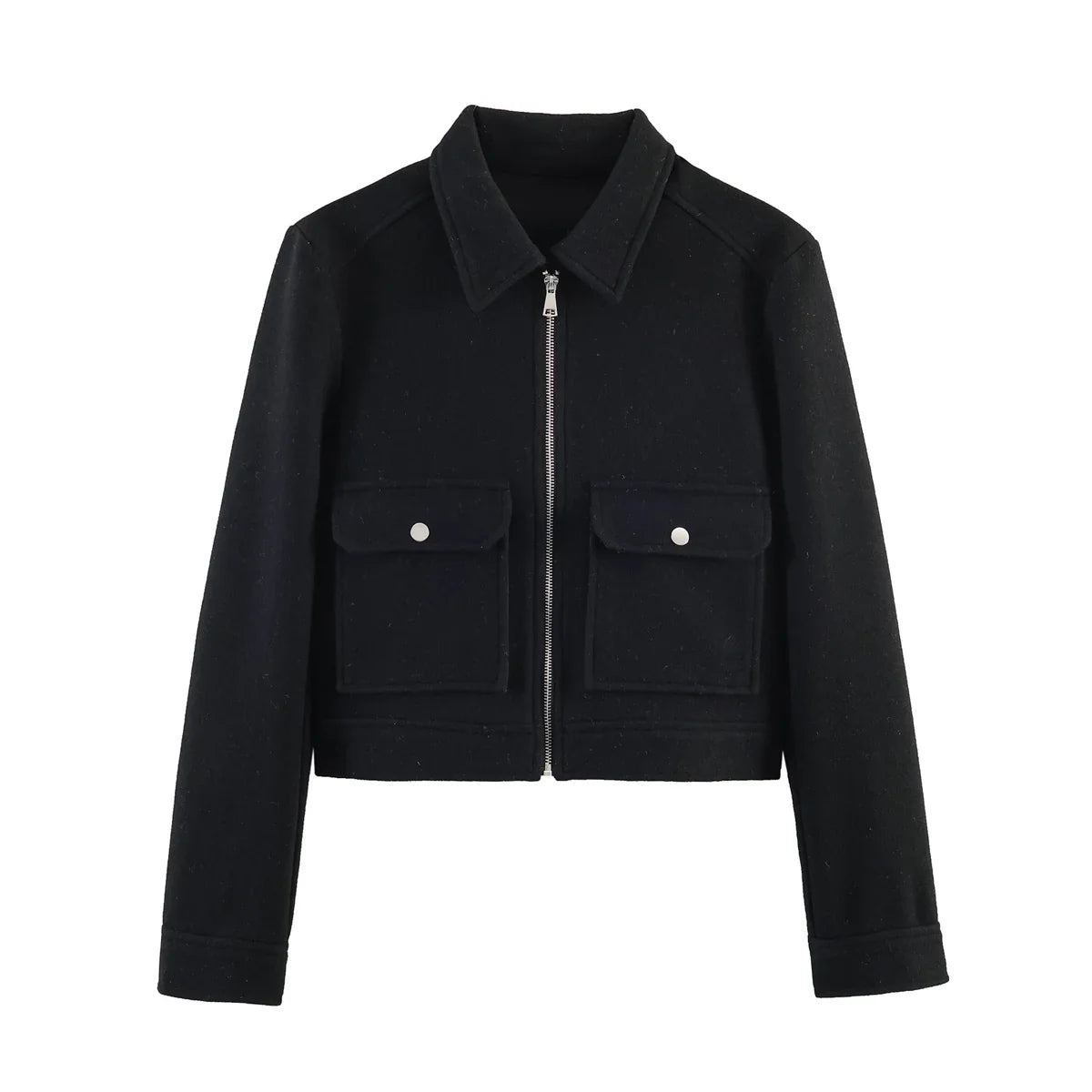 SLTNX Women's Zipper Jacket Coat New Winter Long Sleeve Pocket Outerwear Coat Short Street Elegant Women's Jacket