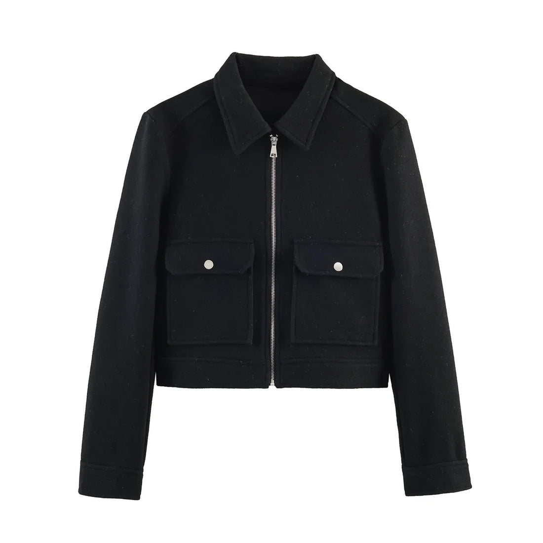 SLTNX Women's Zipper Jacket Coat New Winter Long Sleeve Pocket Outerwear Coat Short Street Elegant Women's Jacket