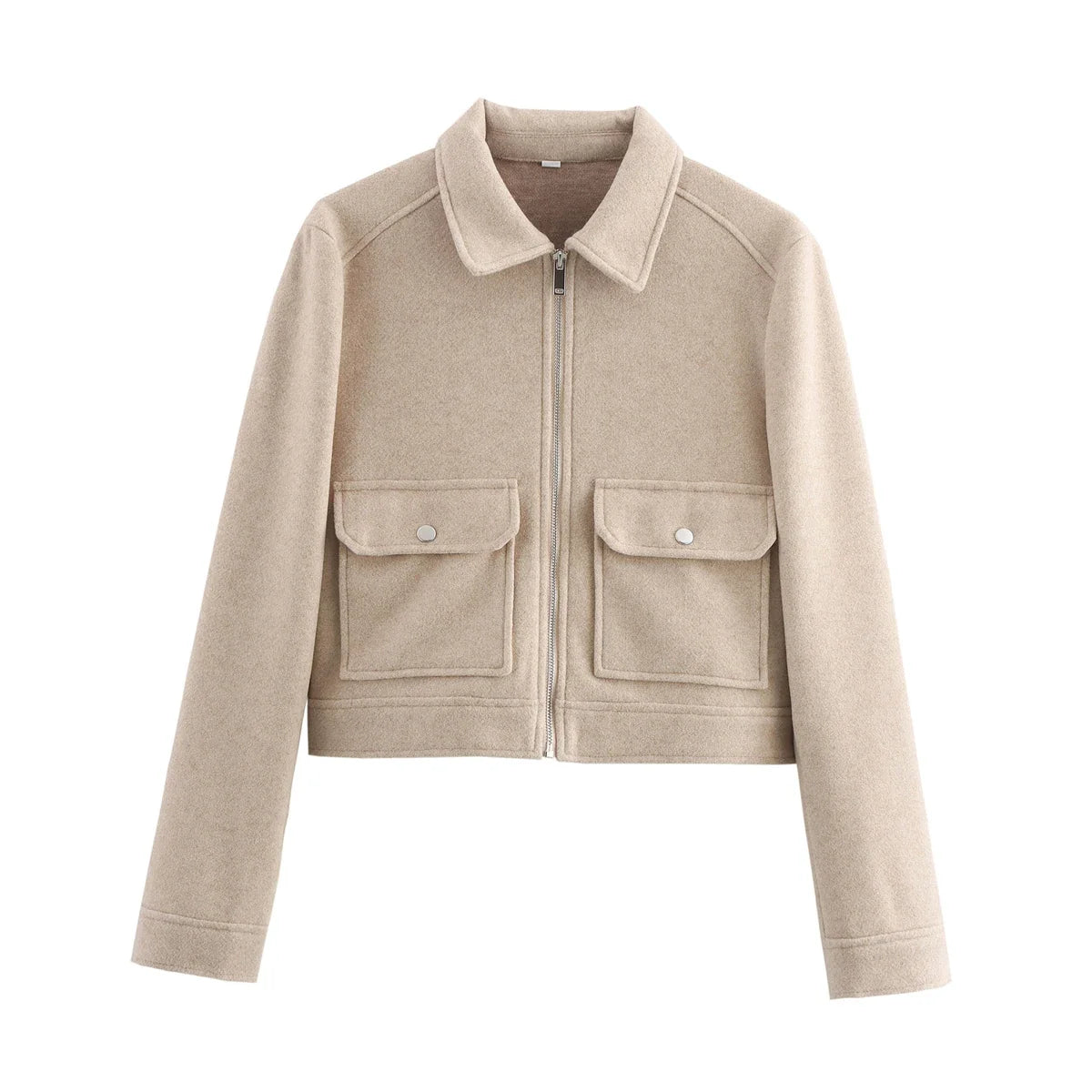 SLTNX Women's Zipper Jacket Coat New Winter Long Sleeve Pocket Outerwear Coat Short Street Elegant Women's Jacket