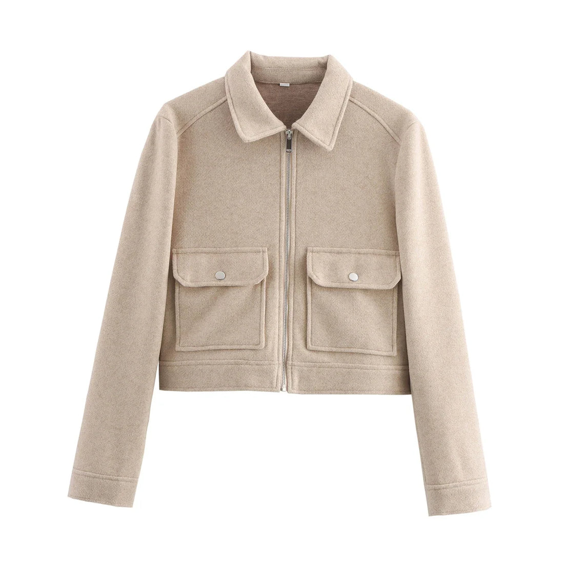 SLTNX Women's Zipper Jacket Coat New Winter Long Sleeve Pocket Outerwear Coat Short Street Elegant Women's Jacket