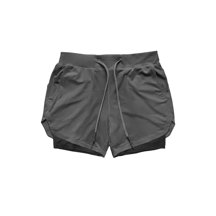 Men’s 2-in-1 Camo Quick-Dry Compression Running Workout Shorts