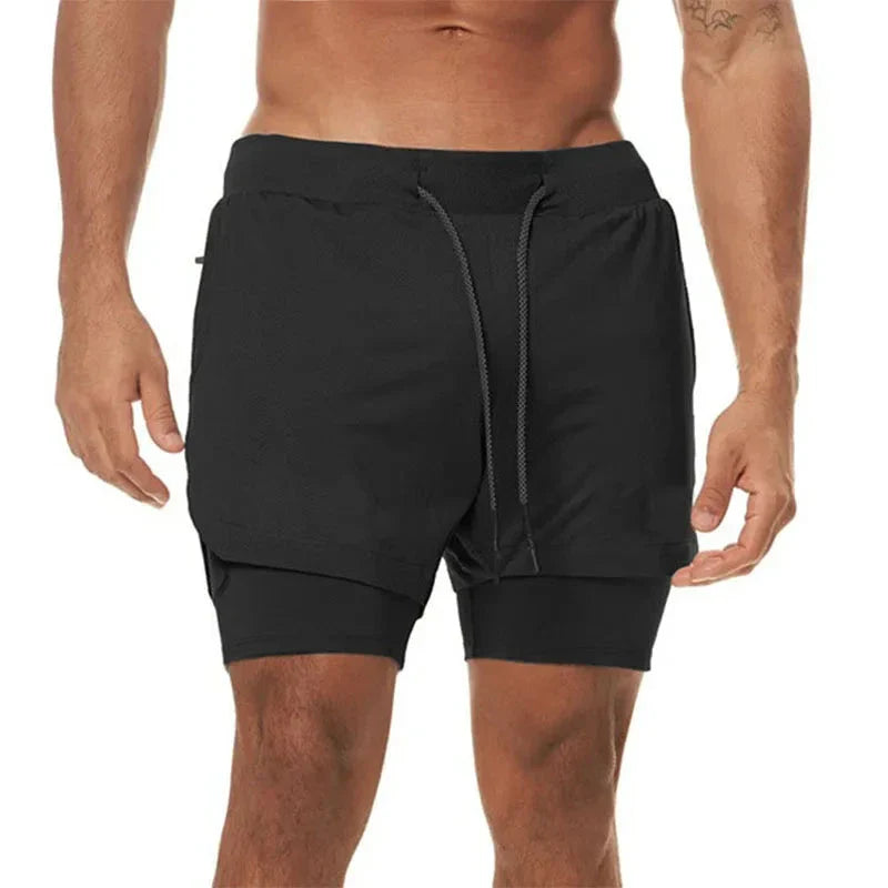 Men’s 2-in-1 Camo Quick-Dry Compression Running Workout Shorts