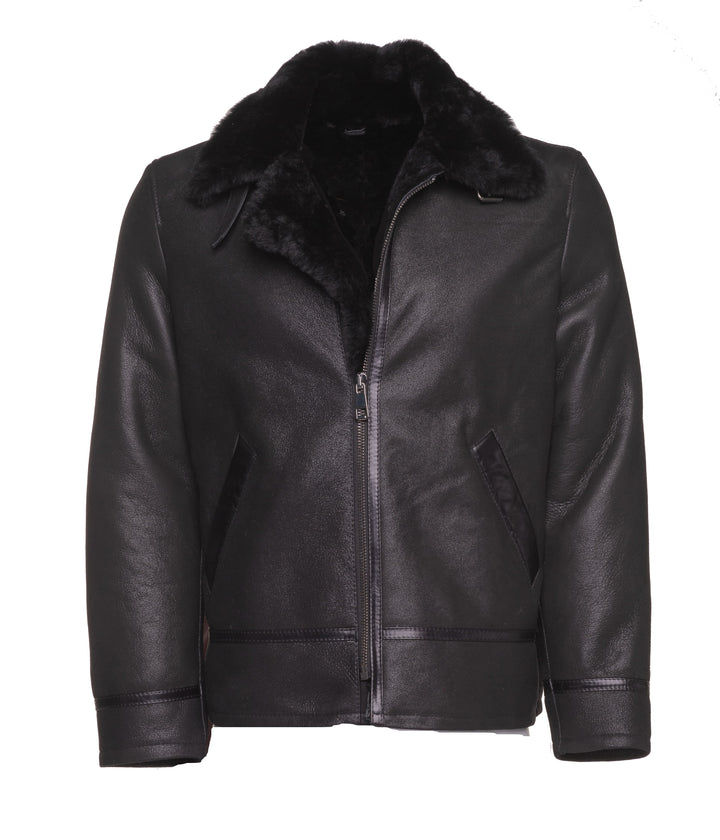 Black B3 Bomber Aviator Shearling Jacket