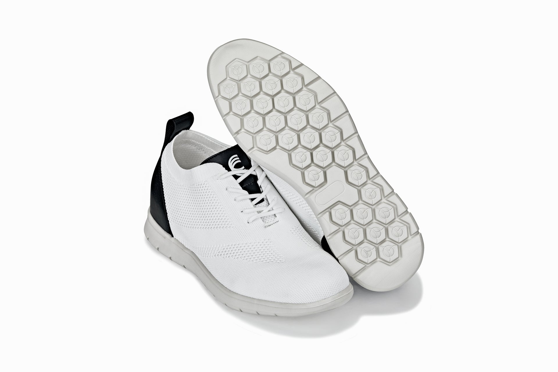 CALTO - X2212 - 2.4 Inches Taller (White/Black) - Lace Up Casual Walker - Lightweight