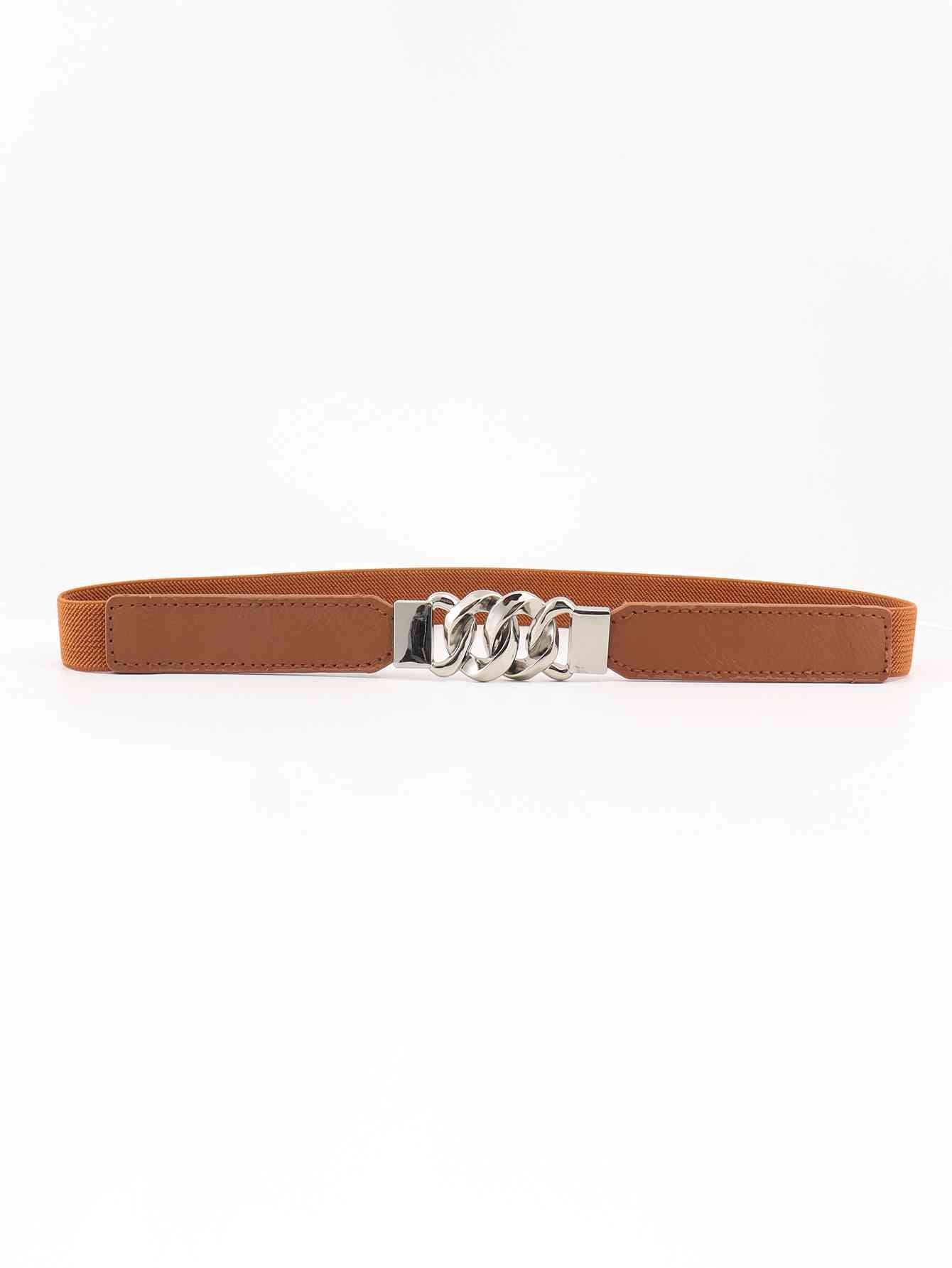 ElegantStyle Zinc Alloy Buckle Stylish Elastic PU Fashion Belt