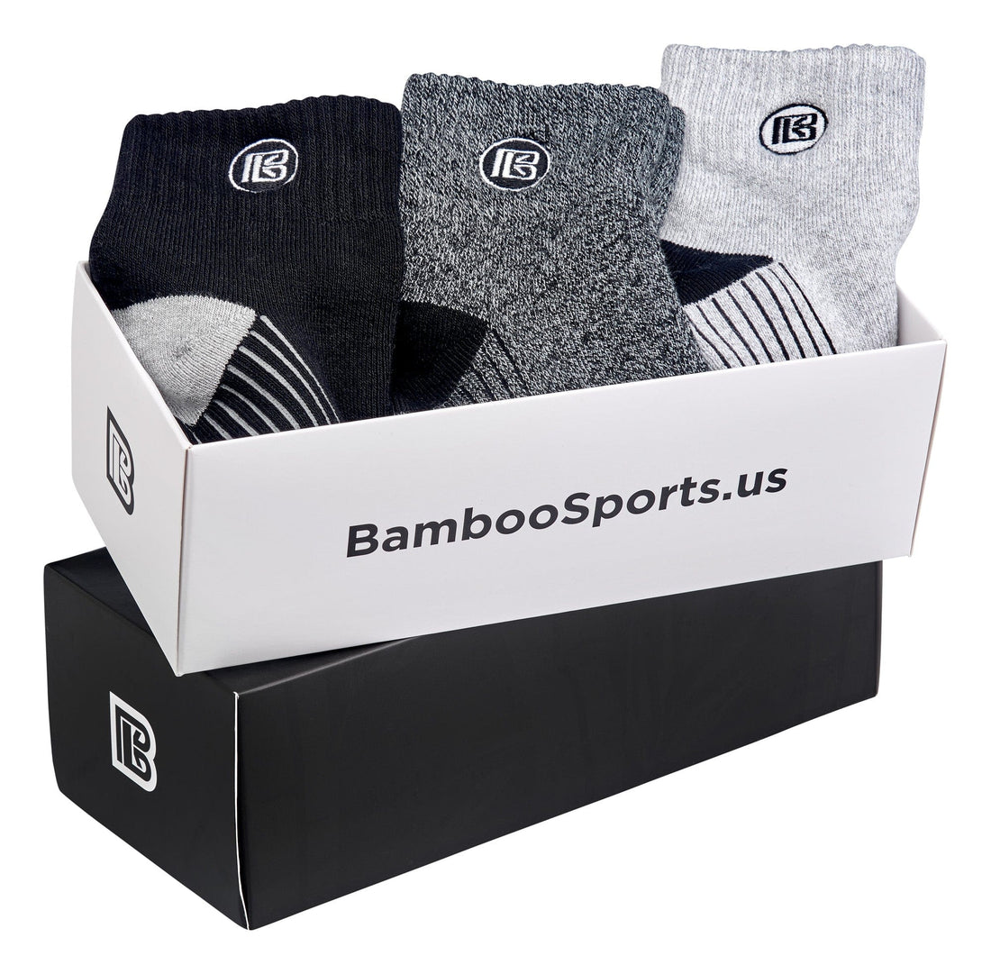 Premium Bamboo Rayon Quarter Crew Socks - 3 Pair Gift Box