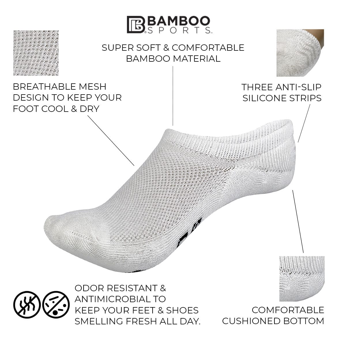 Invisible No Show Bamboo Rayon Socks