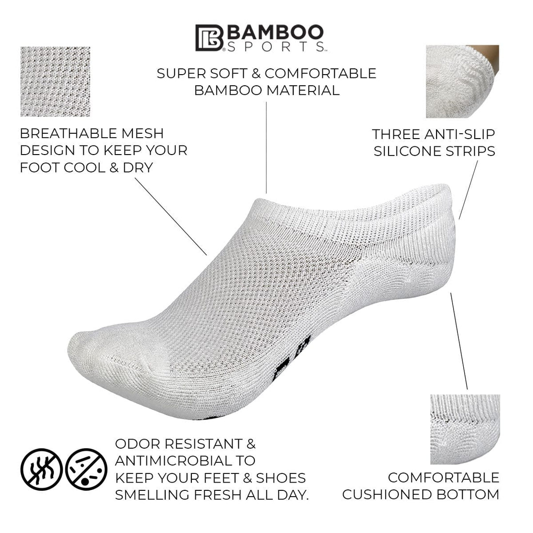 Invisible No Show Bamboo Rayon Socks