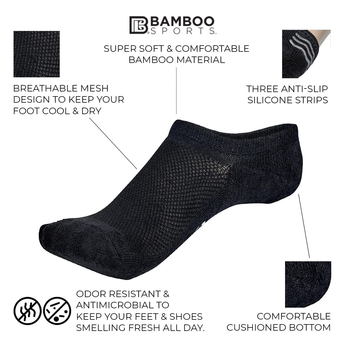 Invisible No Show Bamboo Rayon Socks