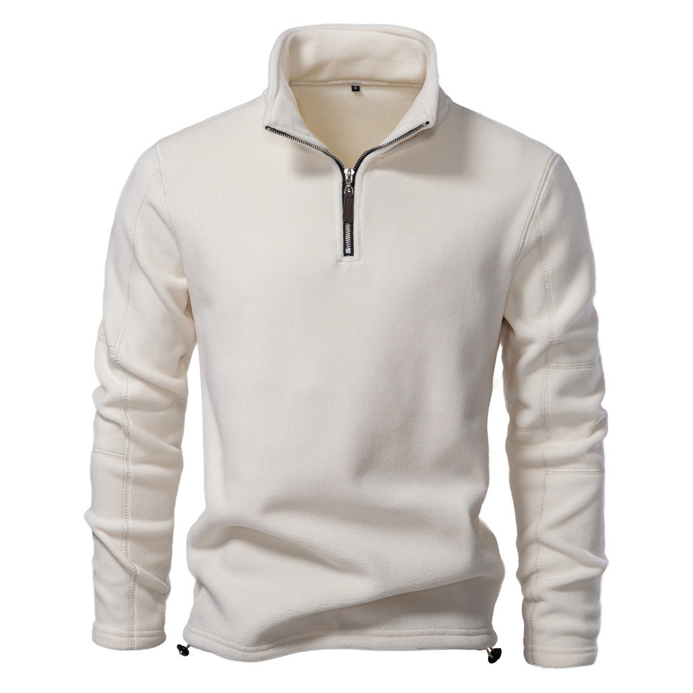 Men’s Fleece Stand-Collar Zipper Casual Winter Pullover Sweatshirt Top