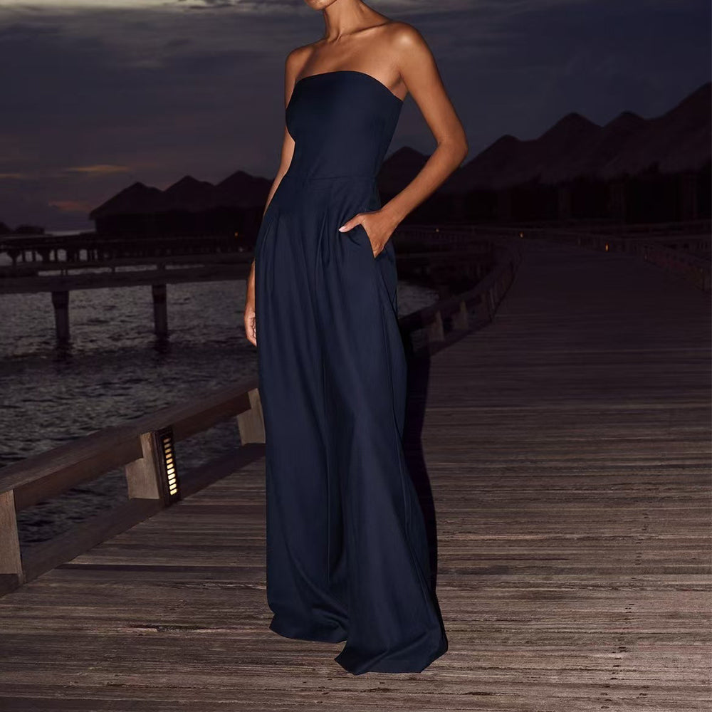 Loose Backless Tube-Top Wide Leg Women’s Casual Jumpsuit Overalls