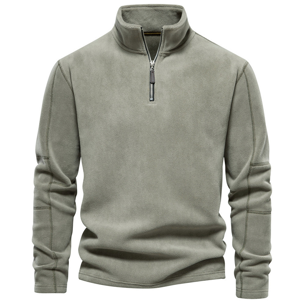 Men’s Fleece Stand-Collar Zipper Casual Winter Pullover Sweatshirt Top