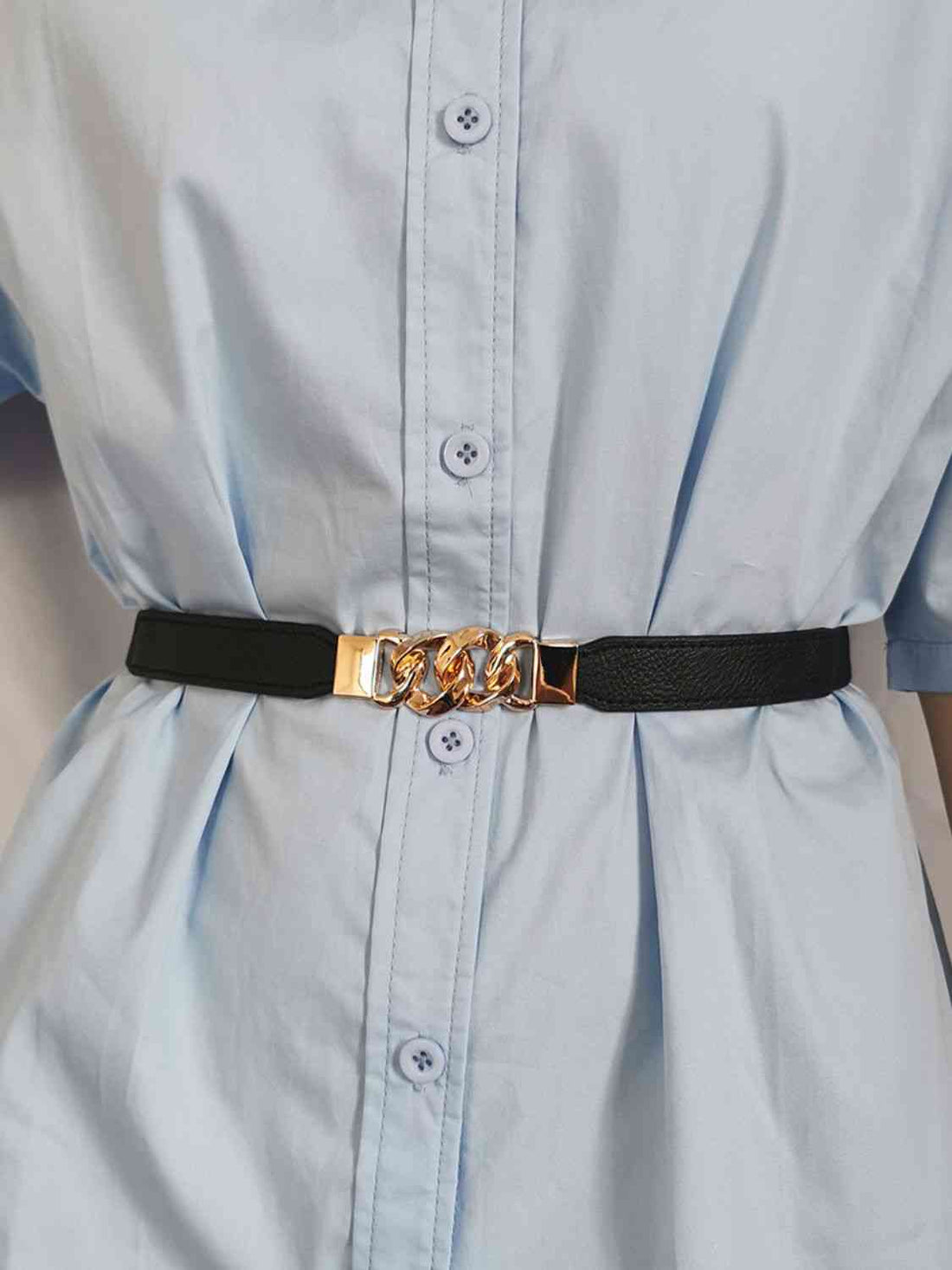 ElegantStyle Zinc Alloy Buckle Stylish Elastic PU Fashion Belt