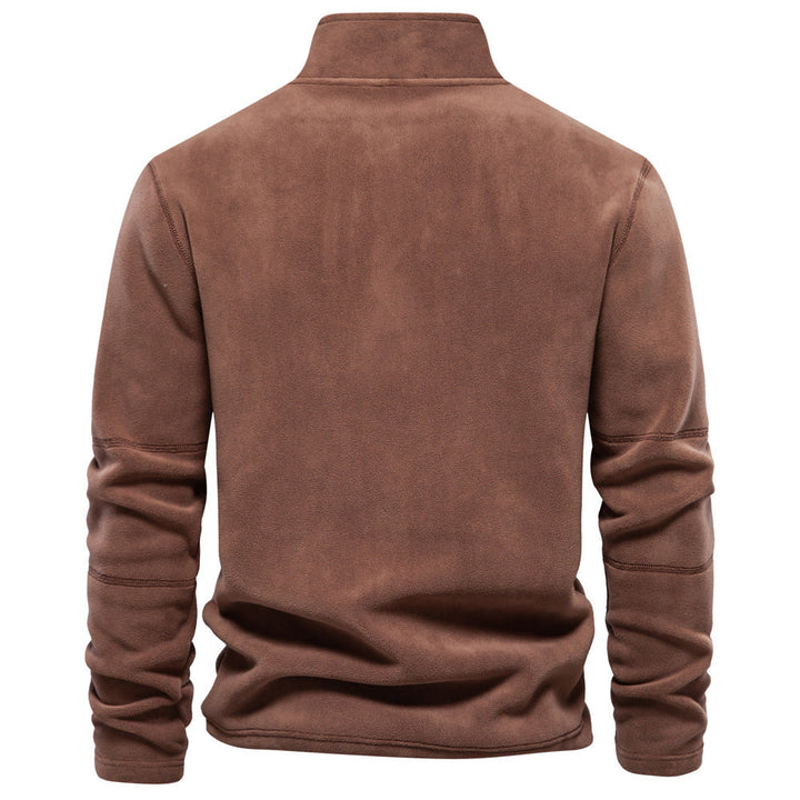 Men’s Fleece Stand-Collar Zipper Casual Winter Pullover Sweatshirt Top