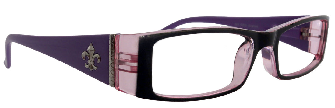 The French (Fleur De  Lis) Bayonetta-style, rectangular High-End Women Reading Glasses Spring temple  Optical Frame  NY Fifth Avenue